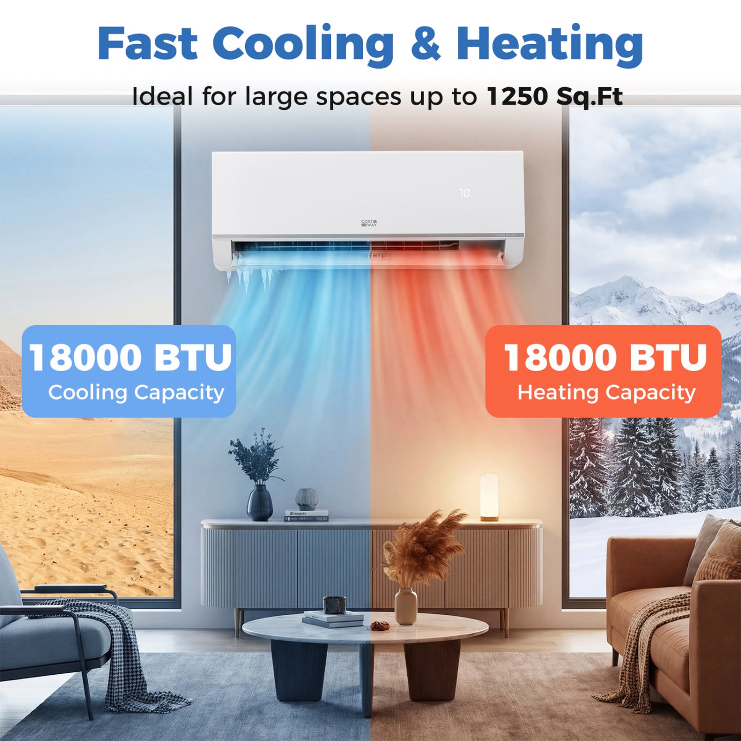 18000 BTU 20 SEER2 Mini Split Air Conditioner Heater, White Mini Split Air Conditioners at Gallery Canada