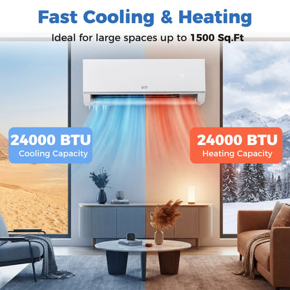 24000 BTU 20 SEER2 Wifi Mini Split Air Conditioner Heater, White Mini Split Air Conditioners at Gallery Canada