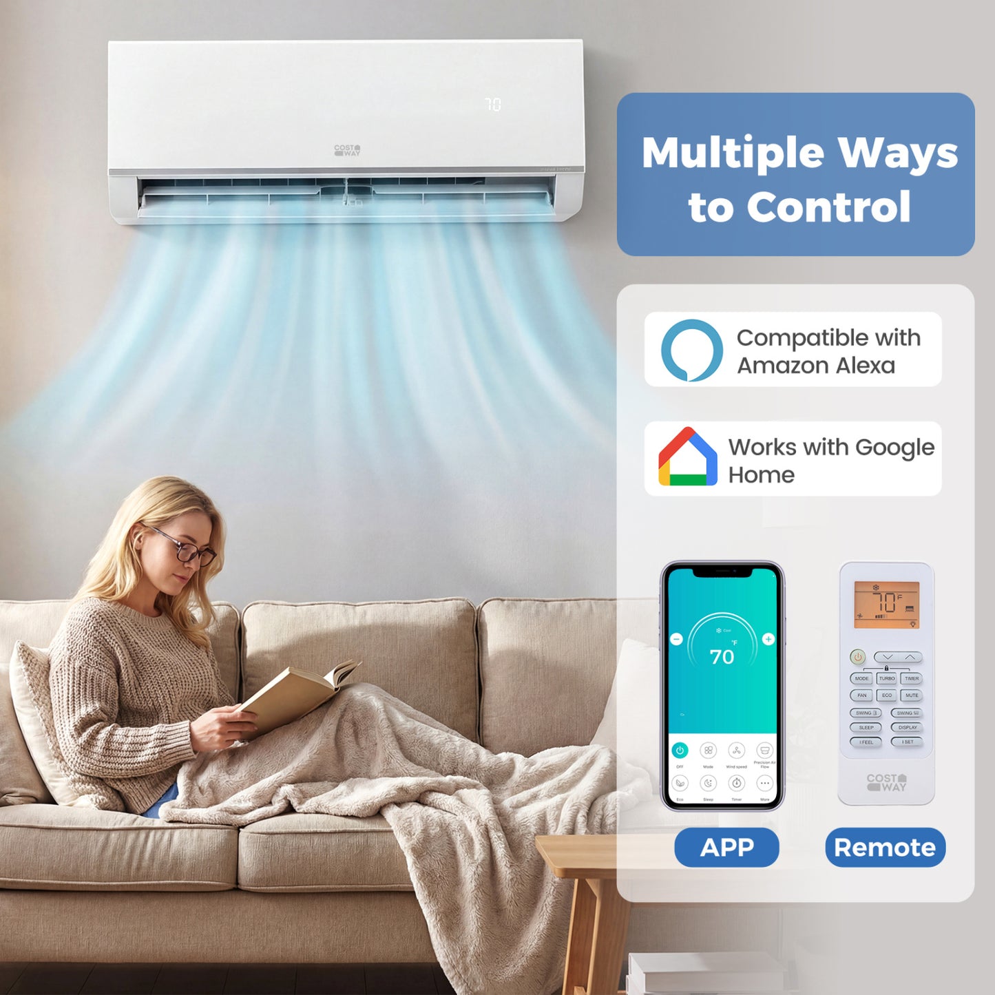 9000 BTU Mini Split Air Conditioner And Heater, Wifi Enabled, White Mini Split Air Conditioners at Gallery Canada