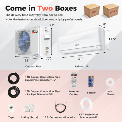 12000 BTU 17 SEER2 Ductless Mini Split AC Heater, White Mini Split Air Conditioners at Gallery Canada
