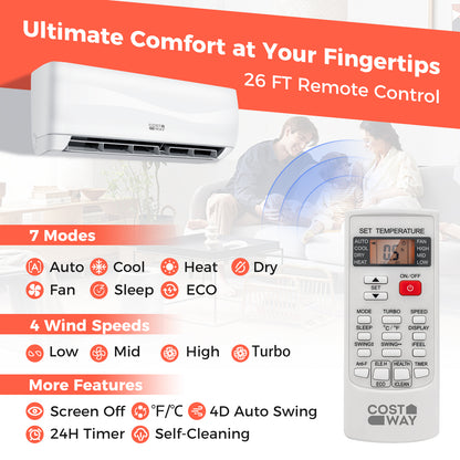 12000 BTU 17 SEER2 Ductless Mini Split AC Heater, White Mini Split Air Conditioners at Gallery Canada