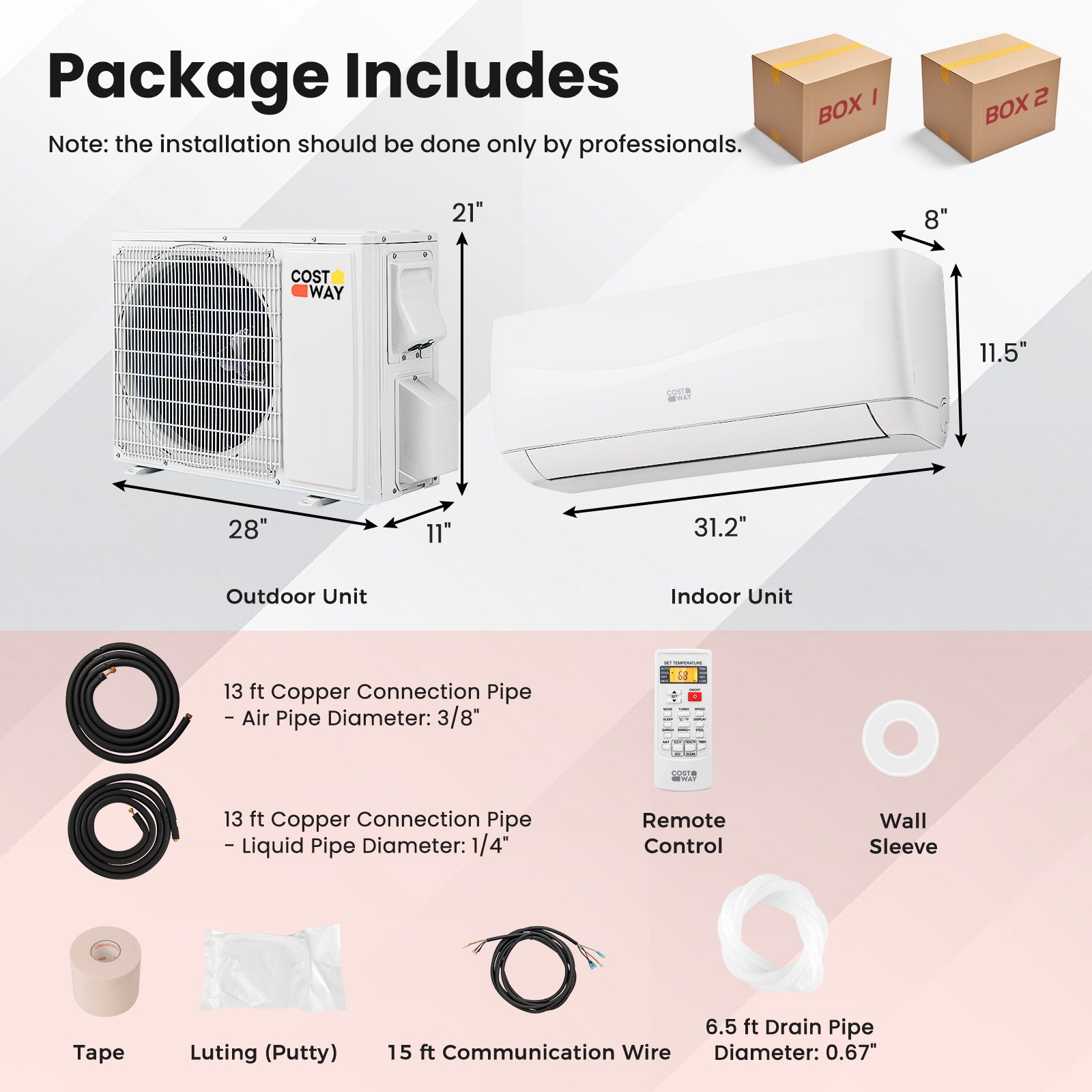 9000 BTU 19 SEER2 Ductless Mini Split Air Conditioner, White Mini Split Air Conditioners at Gallery Canada