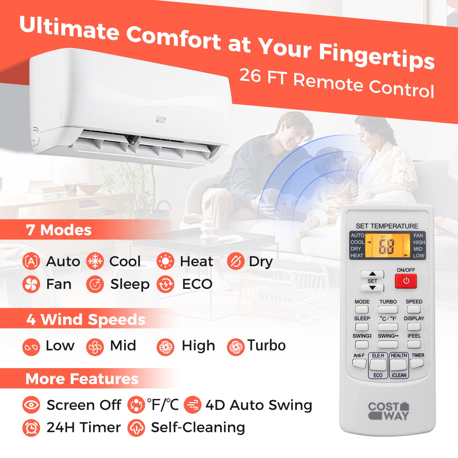 9000 BTU 19 SEER2 Ductless Mini Split Air Conditioner, White Mini Split Air Conditioners at Gallery Canada