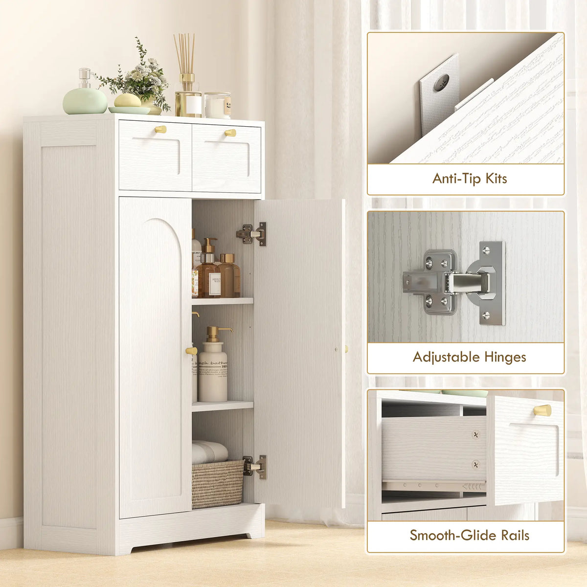 Bathroom Floor Cabinet With 2 Drawers, White Freestanding Bathroom Cabinets at Gallery Canada