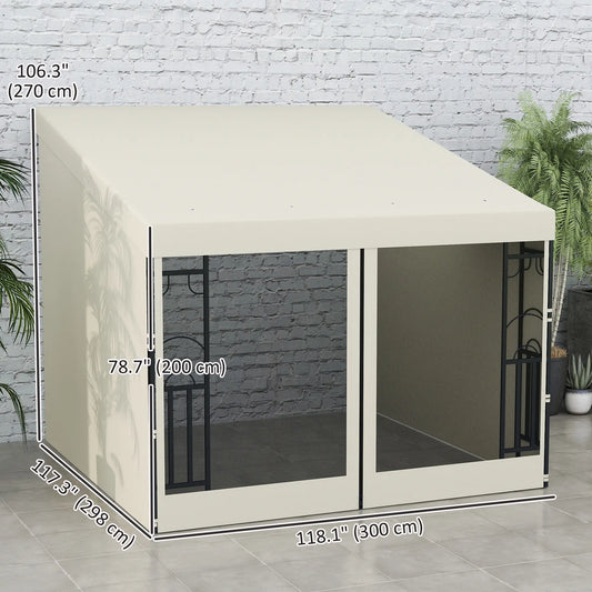 10' x 10' Wall Pergola, Outdoor Gazebo, 2 Curtains, 2 Nettings, Beige Pergolas at Gallery Canada