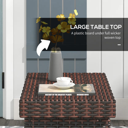 Outdoor Rattan Foldable End Table, Metal Frame, 24x24x18 in, Brown Patio Side Tables at Gallery Canada