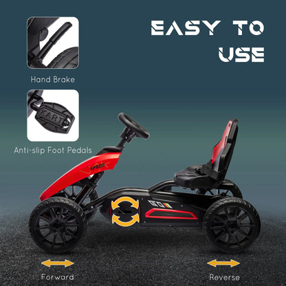 Kids Pedal Go Kart, Swing Axle, Adjustable Bucket, Handbrake, Red Pedal Go Karts for Kids at Gallery Canada