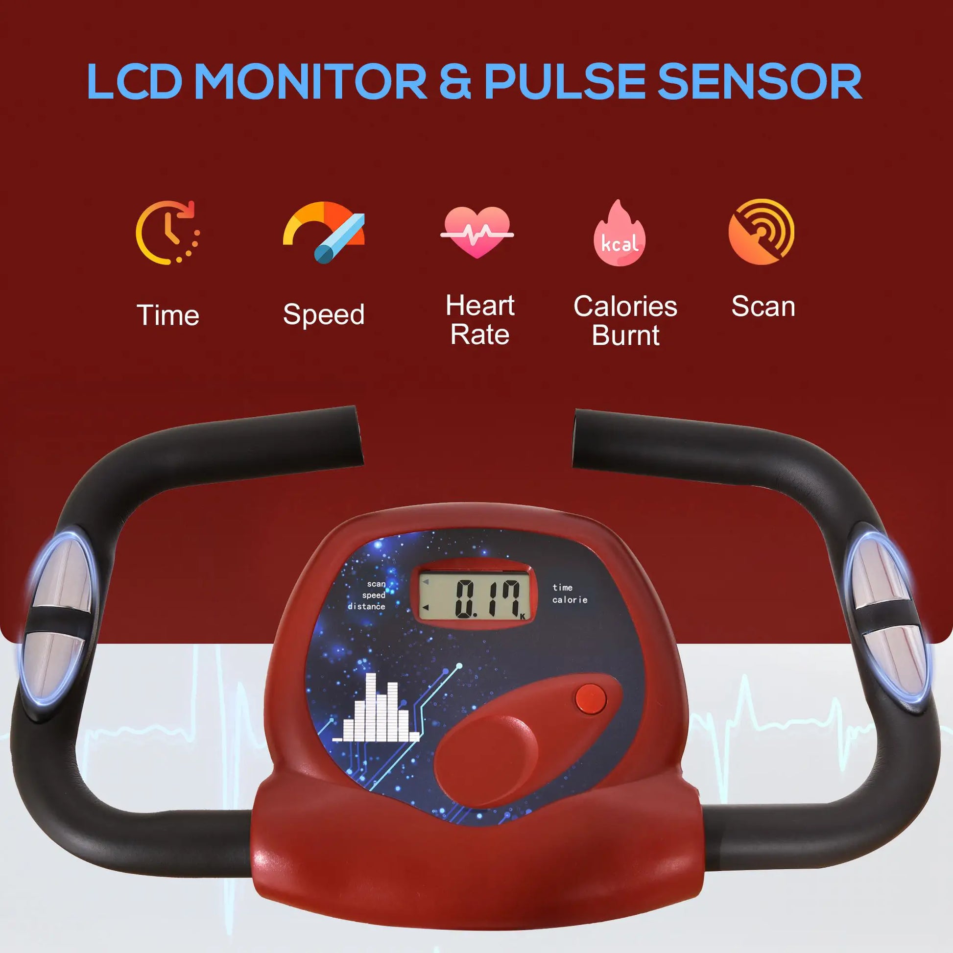 Foldable Indoor Bike, 8 Level Magnetic Resistance, Cardio Exercise, Red Exercise & Stationary Bikes at Gallery Canada