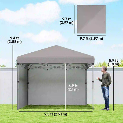 10' x 10' Pop Up Canopy, Sidewalls, Roller Bag, Adjustable Tent, Grey Pop Up Canopies at Gallery Canada