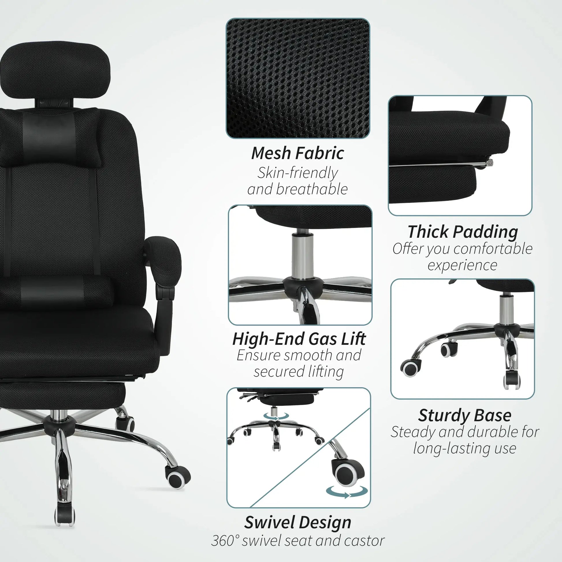 Ergonomic Executive High Back Office Chair, Footrest, Lumbar Support, Black Executive & Manager Chairs at Gallery Canada