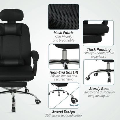 Ergonomic Executive High Back Office Chair, Footrest, Lumbar Support, Black Executive & Manager Chairs at Gallery Canada