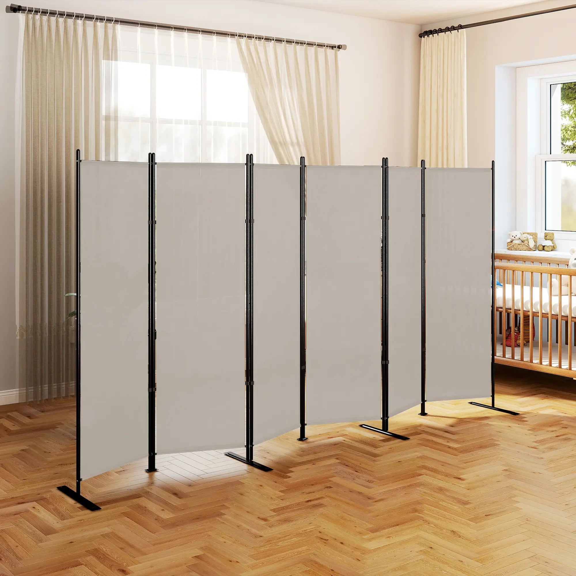 6 Ft Folding Room Divider, Portable Privacy Screen, Beige Room Dividers at Gallery Canada