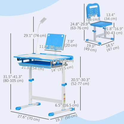 Adjustable Kids Desk and Chair Set, Tilt Desktop, Blue Kids Desk Sets at Gallery Canada