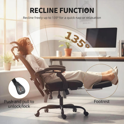 Ergonomic Mesh Office Chair, Adjustable Headrest, Lumbar Support, Black Task Chairs at Gallery Canada