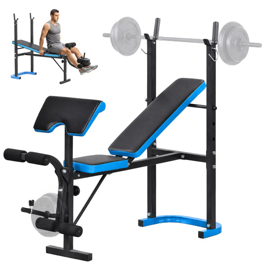 Adjustable Weight Bench, Barbell Rack, Leg Developer, Black Weight Benches Black, Blue at Gallery Canada