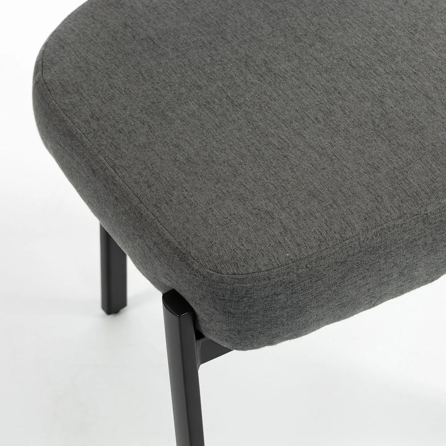 Set Of 2 Upholstered Grey Linen Kitchen Dining Chairs, Grey