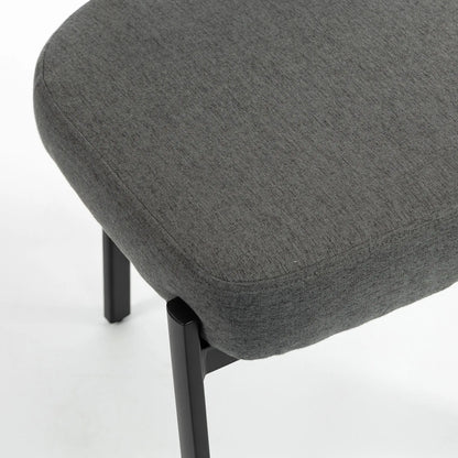Set Of 2 Upholstered Grey Linen Kitchen Dining Chairs, Grey