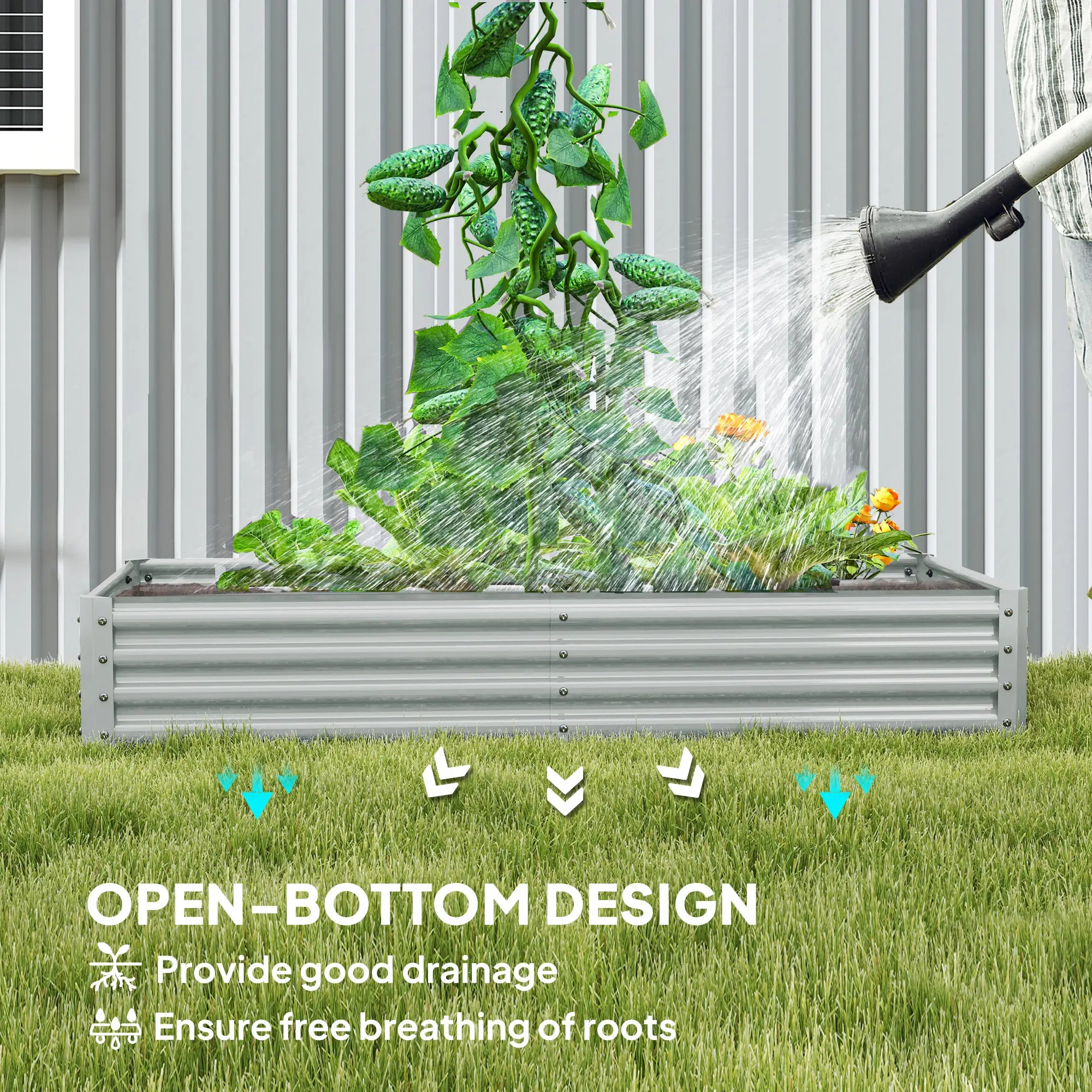 6 x 3 x 1ft Galvanized Raised Garden Bed, Outdoor Planter Box, Silver Raised Garden Beds at Gallery Canada