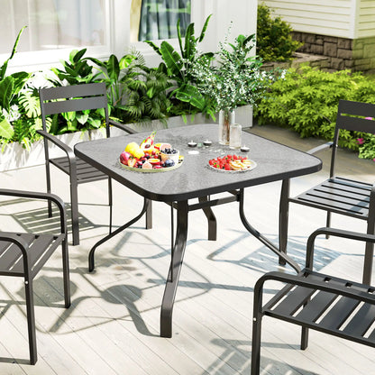 Tempered Glass Square Patio Table, 2.1" Umbrella Hole, 38" x 38" x 28" Patio Dinning Tables at Gallery Canada