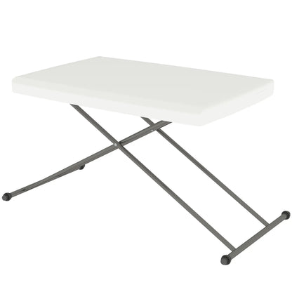 Folding Outdoor Patio Table, 3-Level Adjustable, HDPE Top, Steel Legs, White Patio Dinning Tables White, Grey at Gallery Canada
