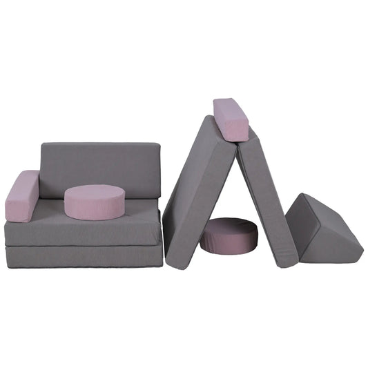 12-Piece Modular Kids Play Couch, Convertible Sofa, Grey Kids Chairs & Seating Grey, Pink at Gallery Canada