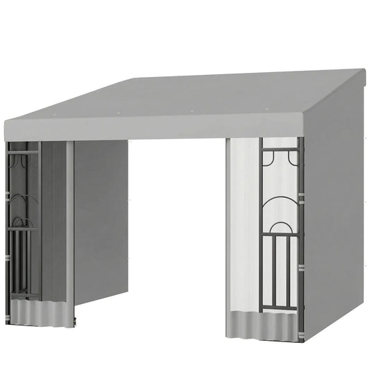 10' x 10' Light Grey Wall Pergola, Outdoor Gazebo with Curtains, Netting, Light Grey Pergolas Light Grey at Gallery Canada