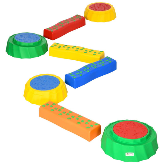 8pcs Kids Balance Beam, Balance Bridge with Non-slip Surface &; Bottom, Stackable Stepping Stones for toddler, Balance Strength Coordination Training, Multicoloured - Gallery Canada