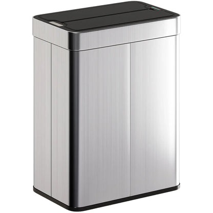13.2 Gallon Sensor Can, Automatic Garbage Can, Soft Close Butterfly Lid, Fingerprint Proof Stainless Steel, Silver