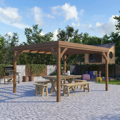 10' x 12' Wood Pergola, Outdoor Gazebo, Garden Patio Backyard, Brown Pergolas at Gallery Canada