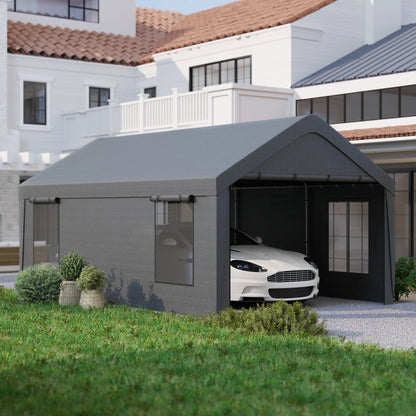 12 x 20ft Carport, 2 Roll-Up Doors, 4 Windows, Dark Grey Car Shelters at Gallery Canada