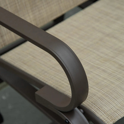 Patio Glider with Mesh Fabric, Outdoor Rocking Chair, Brown Flaxen, Brown Outdoor Gliders at Gallery Canada
