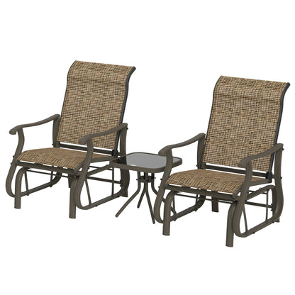 3PCs Gliding Rocking Chair, Bistro Tea Table Set, Brown Outdoor Gliders Brown at Gallery Canada
