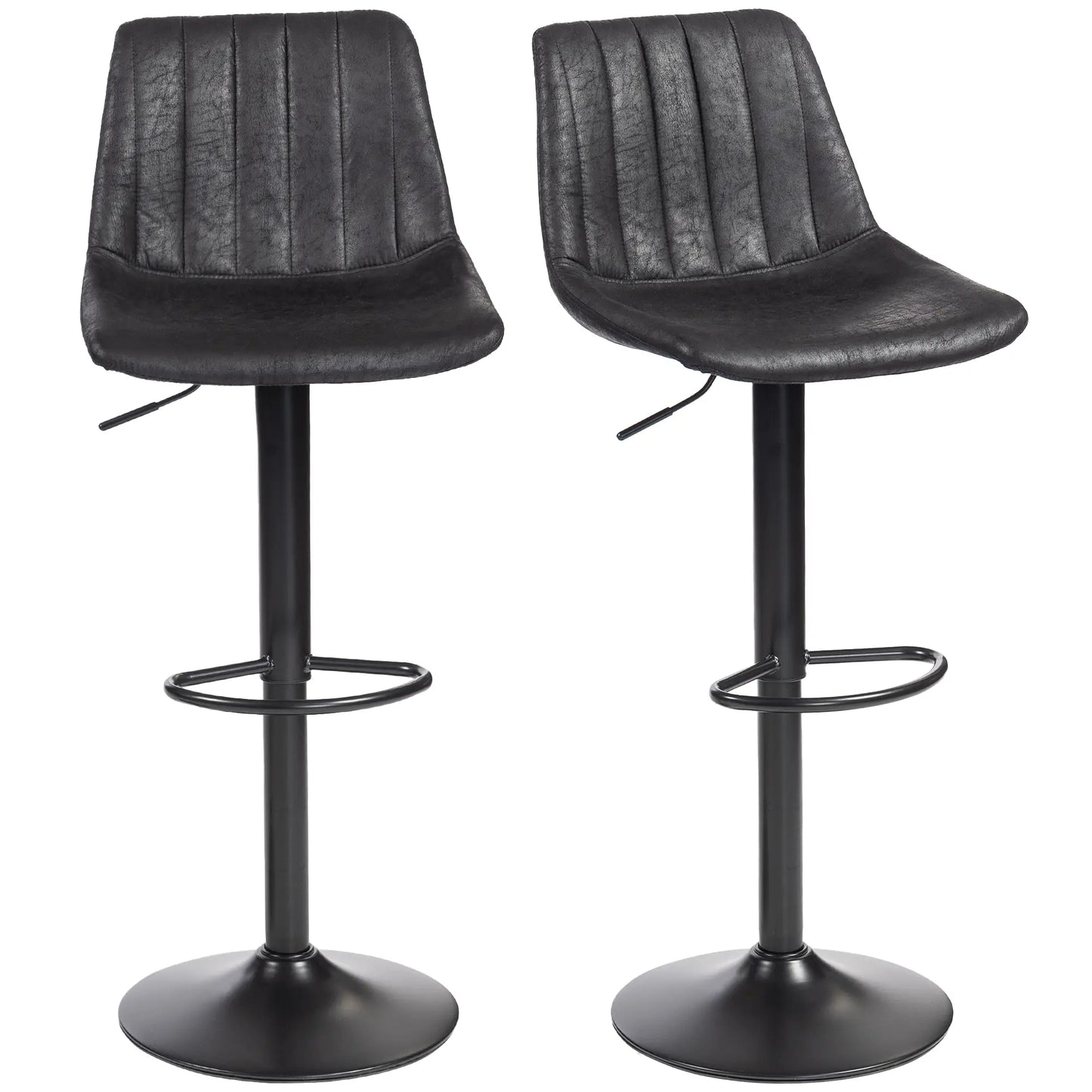 Adjustable Swivel Bar Stools, Set Of 2, Leathaire Upholstery, Black Bar Stools at Gallery Canada