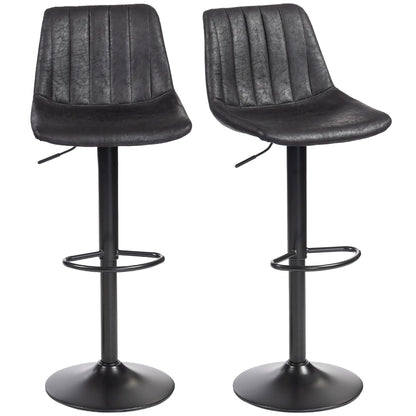 Adjustable Swivel Bar Stools, Set Of 2, Leathaire Upholstery, Black Bar Stools at Gallery Canada
