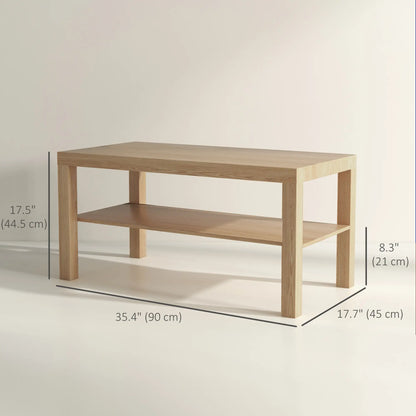 2 Tier Coffee Table with Storage, Rectangular, Nature Wood, Wood Coffee Tables at Gallery Canada