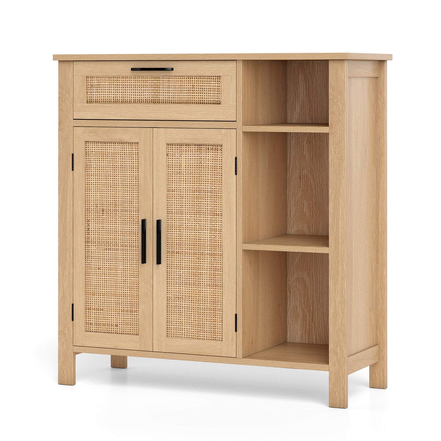 Boho Buffet Sideboard Storage Cabinet with Drawer and Rattan Woven Doors, Natural Sideboards Cabinets & Buffets Natural at Gallery Canada