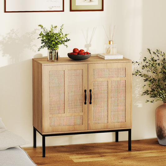 Boho Storage Cabinet with Asymmetrical Pattern Doors for Kitchen, Natural Sideboards Cabinets & Buffets Natural at Gallery Canada