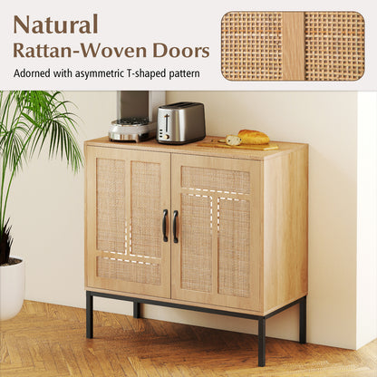Boho Storage Cabinet with Asymmetrical Pattern Doors for Kitchen, Natural Sideboards Cabinets & Buffets at Gallery Canada