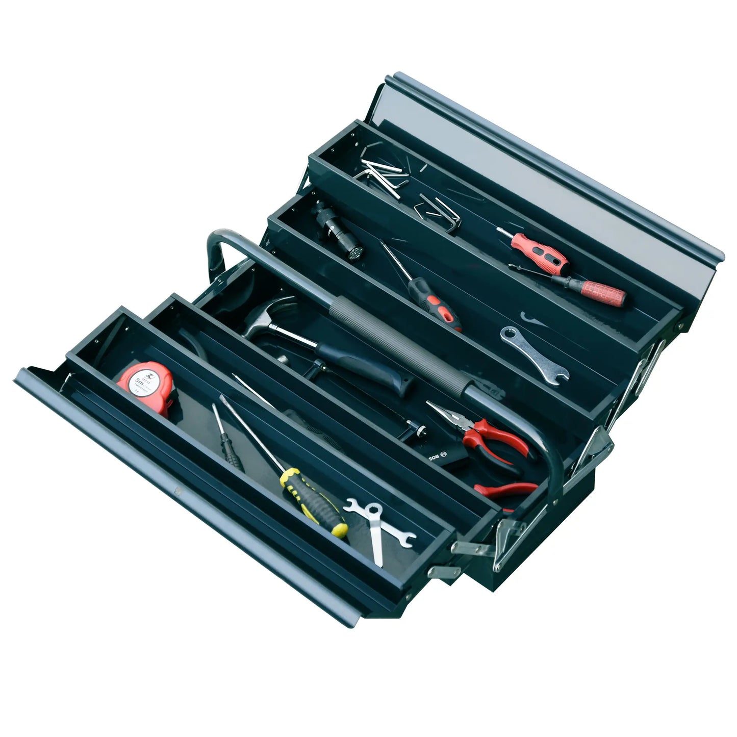 18" Metal Tool Box, 5-Tray Cantilever Steel Chest, Dark Green Tool Organizers at Gallery Canada