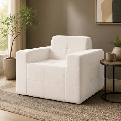Boneless Single Sofa Chair Terry Cloth Upholstery, Beige