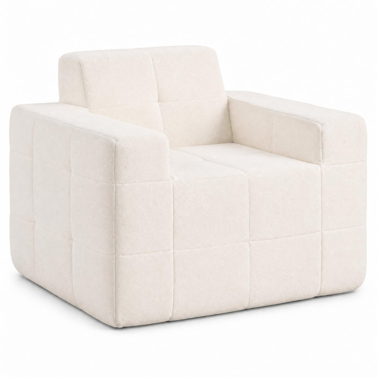Boneless Single Sofa Chair Terry Cloth Upholstery, Beige