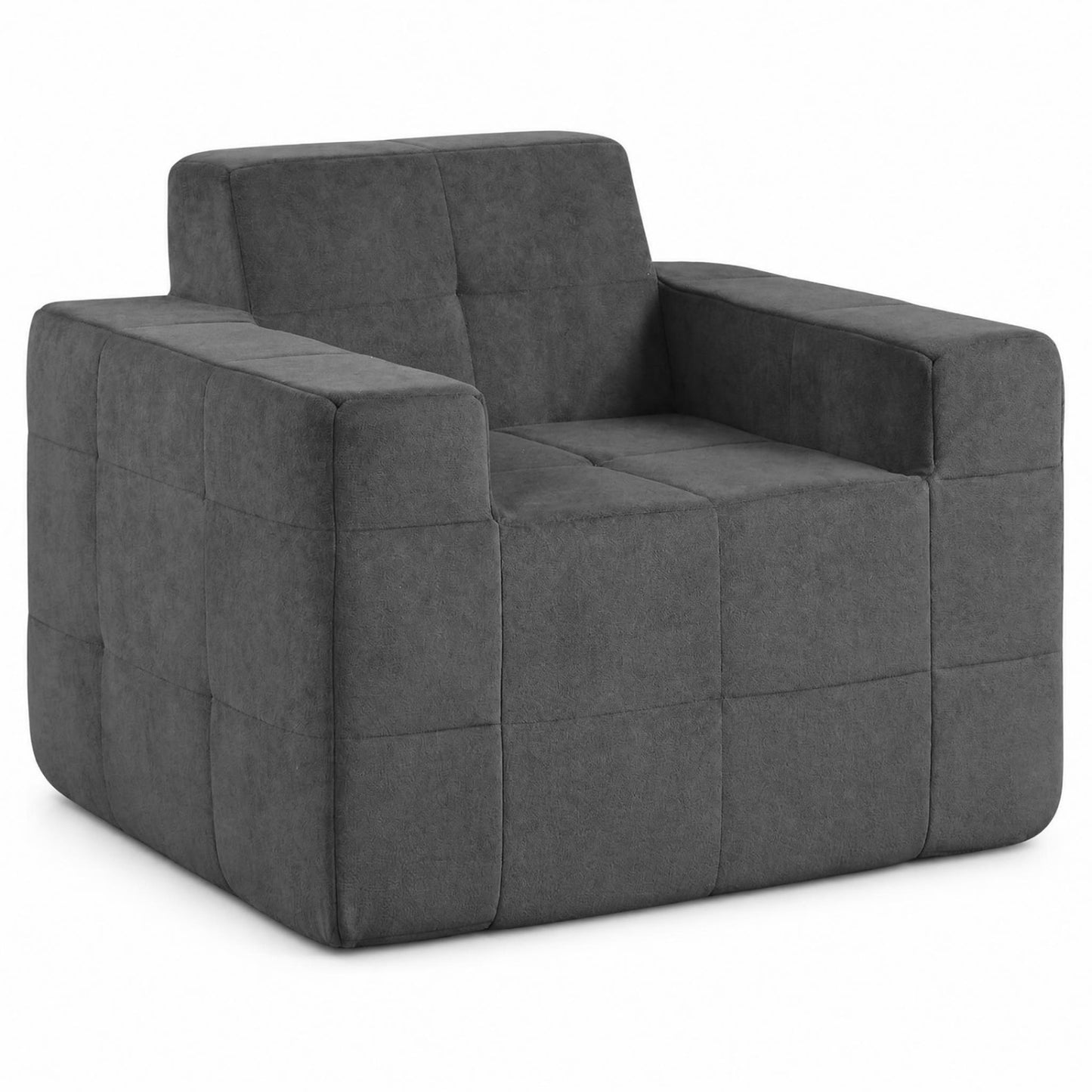 Boneless Single Sofa Chair Terry Cloth Upholstery, Grey