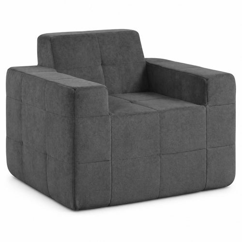 Boneless Single Sofa Chair Terry Cloth Upholstery, Grey
