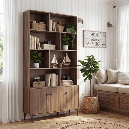 3 Door Bookshelf With Anti-Tipping Kits, Walnut Bookcases at Gallery Canada