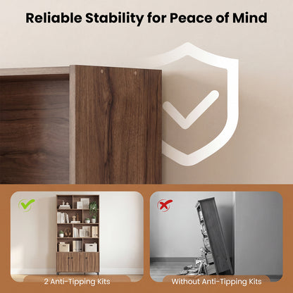 3 Door Bookshelf With Anti-Tipping Kits, Walnut Bookcases at Gallery Canada