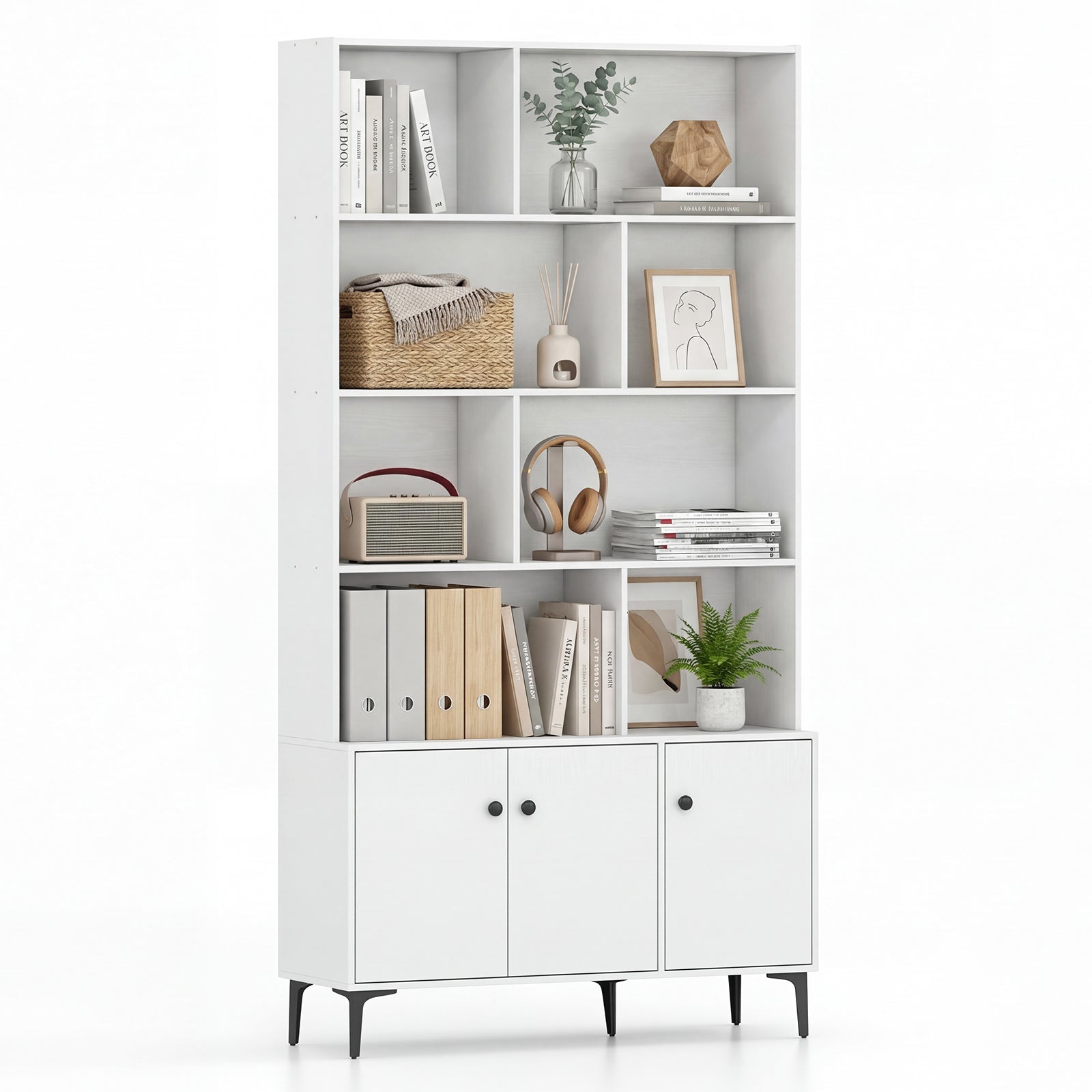 Bookshelf With 3 Doors, 2 Anti-Tipping Kits, White Bookcases White at Gallery Canada
