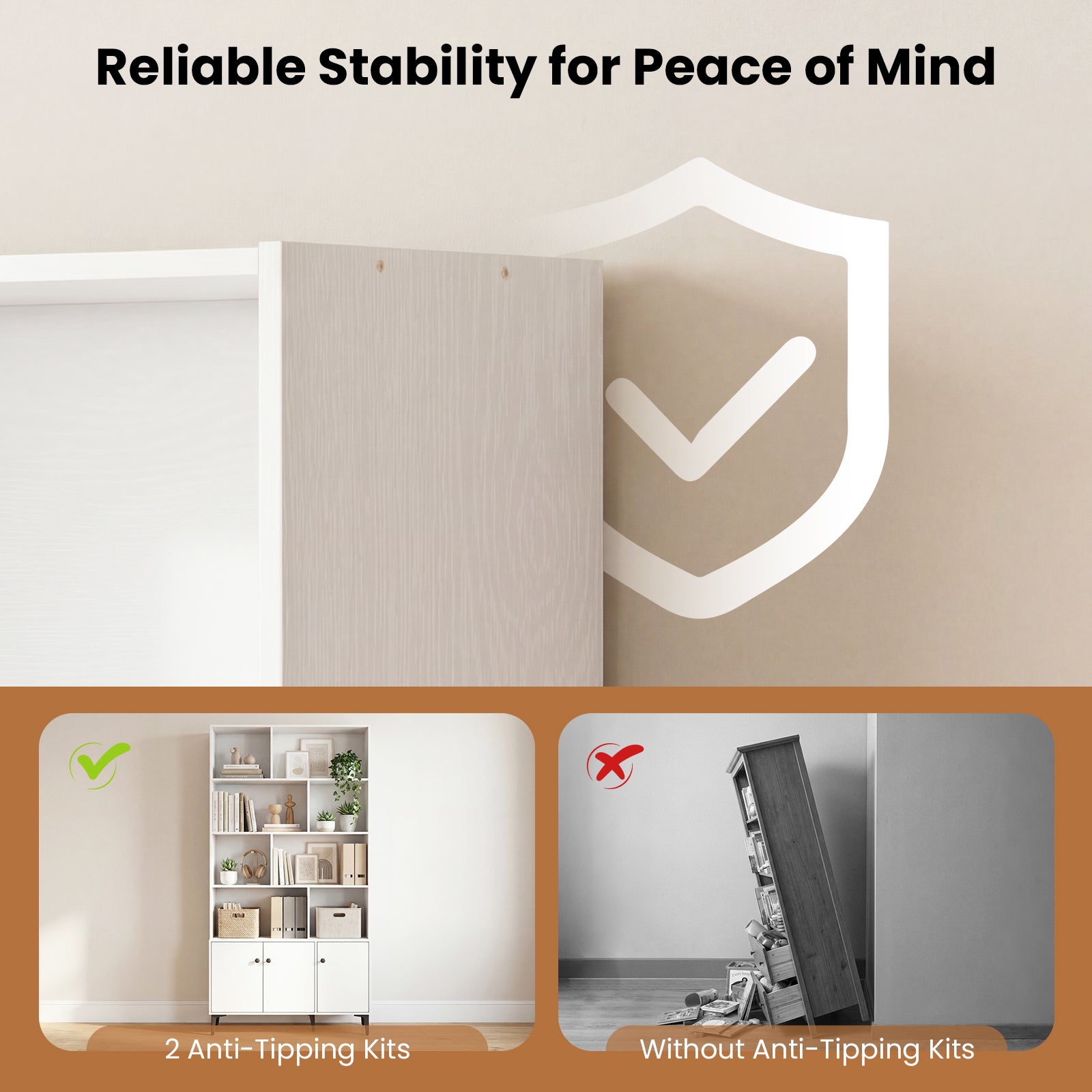 Bookshelf With 3 Doors, 2 Anti-Tipping Kits, White Bookcases at Gallery Canada