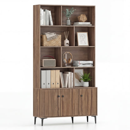 3 Door Bookshelf With Anti-Tipping Kits, Walnut Bookcases at Gallery Canada
