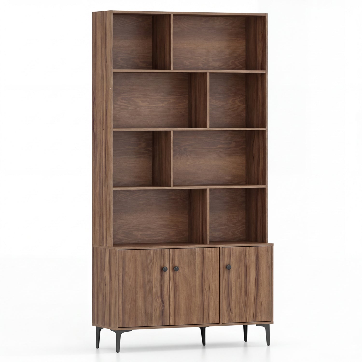 3 Door Bookshelf With Anti-Tipping Kits, Walnut Bookcases at Gallery Canada