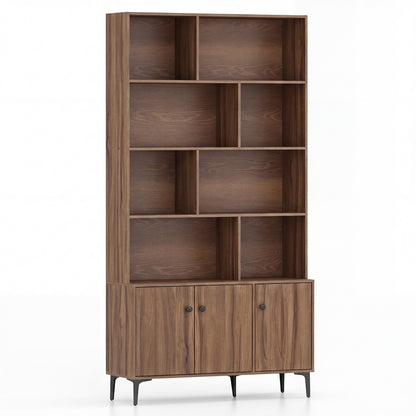 3 Door Bookshelf With Anti-Tipping Kits, Walnut Bookcases at Gallery Canada
